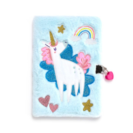 Dagboek met slot fluffy unicorn