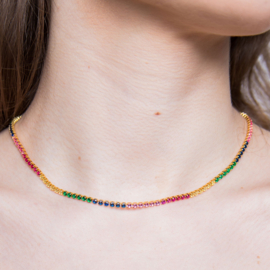 Rebelle Amsterdam tennis necklace rainbow