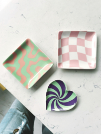 Schaaltje hart swirly groen paars