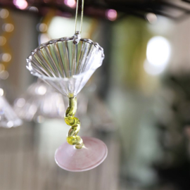 &Klevering kerst ornament champagne coupe curve geel roze