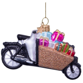 Vondels kerst ornament bakfiets met cadeautjes