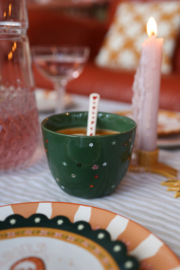 ATLITW grote groene kop gekleurde bloemen