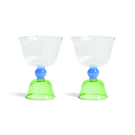 &Klevering glazen set tulip groen blauw