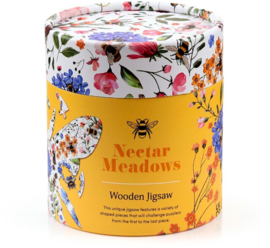 Houten puzzel in koker bijen & bloemen