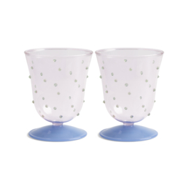 &Klevering glazen set dot blauw roze