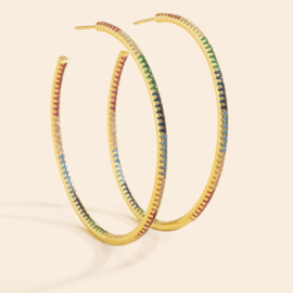 Rebelle Amsterdam zirconia maxi hoops rainbow