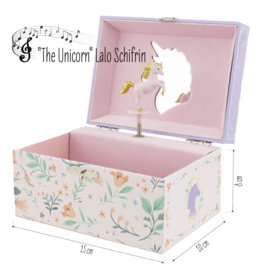 Muziekdoos eenhoorn bloemen lila