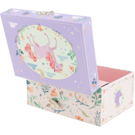 Muziekdoos eenhoorn bloemen lila
