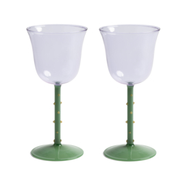 &Klevering wijnglazen set dot groen paars