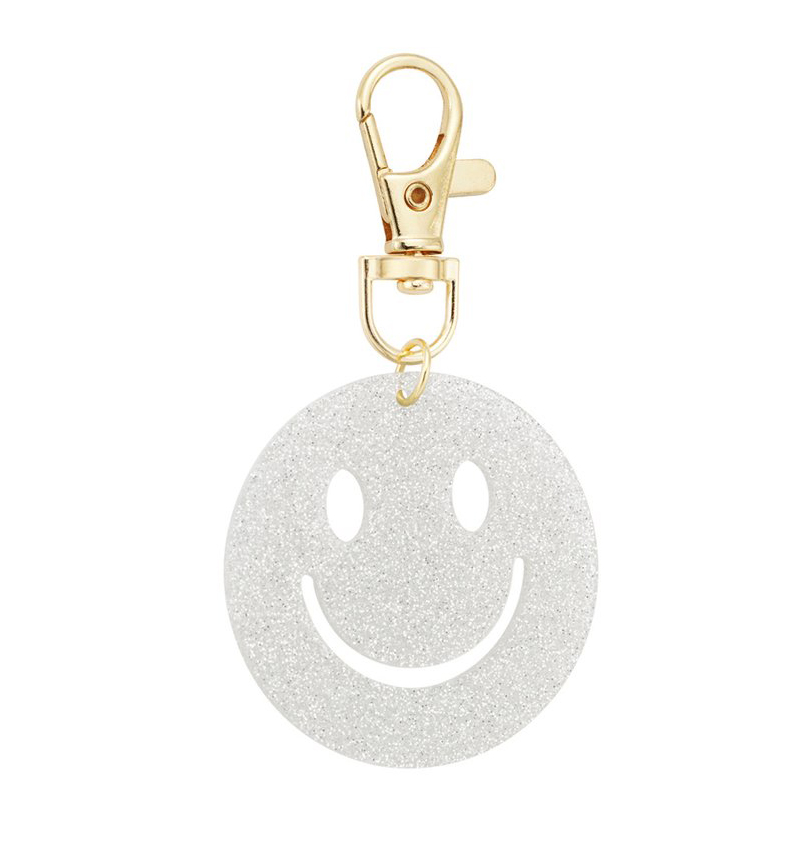 Smiley sleutelhanger zilver