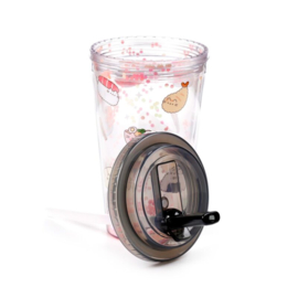 Dubbelwandige glitter drinkfles Pusheen sushi