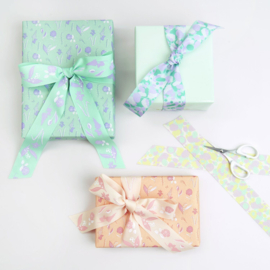 Taftband lint marmering mintgroen lila