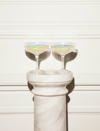 Vondels champagne coupe set ripple transparant