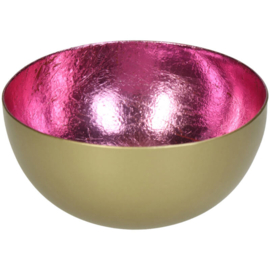 Waxinelichthouder metaal goud roze
