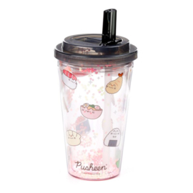 Dubbelwandige glitter drinkfles Pusheen sushi
