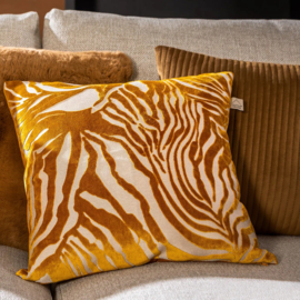 Dutch Decor sierkussen velvet geel zebra