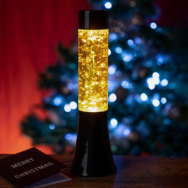 Glitter lava lamp zwart goud sterren