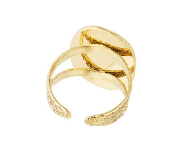 Natuursteen ring aqua blauw ovaal met ster