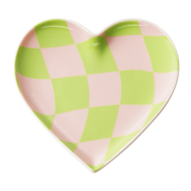 Schaaltje hart geblokt groen roze