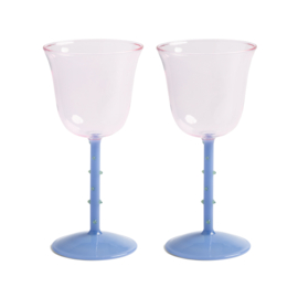 &Klevering wijnglazen set dot blauw roze