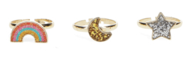 Rex London glitter ringen set heelal