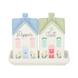 Pastel huisjes peper en zoutstel