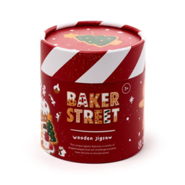 Houten puzzel in koker gingerbread kerst huis