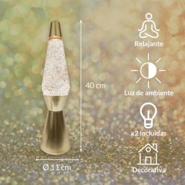 Glitter lava lamp goud multicolour