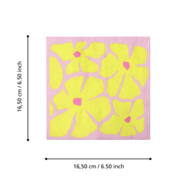 Papieren servetten roze met gele bloemen
