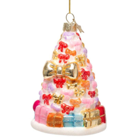 Vondels kerst ornament kerstboom met strikjes en cadeaus