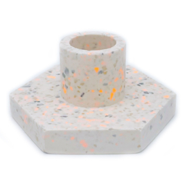 Kandelaar terrazzo crème fluor oranje