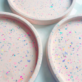 Schaal rond terrazzo pastelroze multicolour