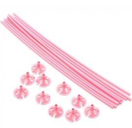 Ballonstokjes roze  10 stuks