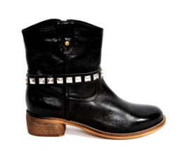Riemen - Zwart met zilveren studs kort (prijs per paar)