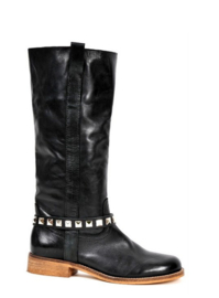 Riemen - Zwart met zilveren studs kort (prijs per paar)
