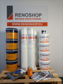Complete set glasweefsel behang RUIT met lijm, Herfst en Helder latex en benodigdheden