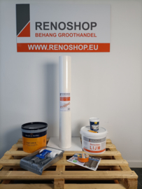 Complete set 50m2 renovlies 150 grams Glad met lijm, latex en benodigdheden