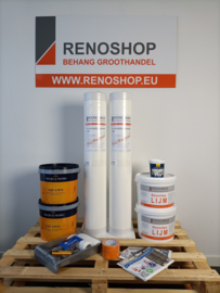 Complete set 100m2 glasvezel 200 grams met lijm, latex en benodigdheden