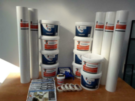 Complete set 250m2 renovlies 200 grams Glad met lijm, latex en benodigdheden