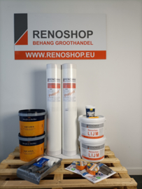 Complete set glasweefsel behang RUIT met lijm, Herfst en Helder latex en benodigdheden