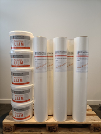 250m2 Glasvezel, renovlies behang Glad 200 grams + 50kg renovlies lijm