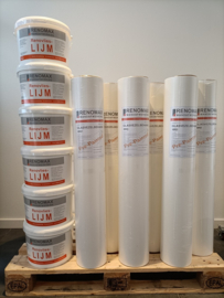 300m2 Glasvezel, renovlies behang Glad 200 grams + 60kg renovlies lijm