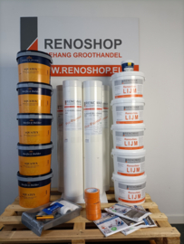 Complete set 250m2 glasvezel 200 grams met lijm, latex en benodigdheden