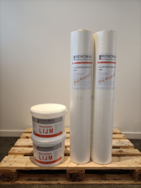 100m2 Glasvezel renovlies behang Glad 200 grams + 20kg renovlies lijm