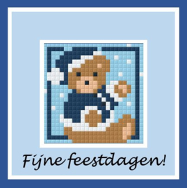 Kerstbeer blauw zij