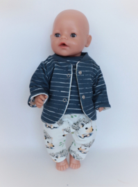 Poppen Setje met omkeerbaar jasje jongens  43 cm