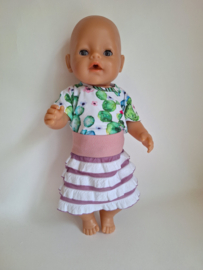 Hip Poppensetje rok t shirt Cactus 43 cm