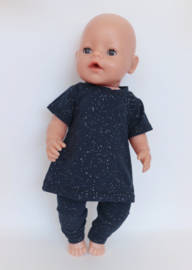 Glitter jurkje pop setje 43 cm