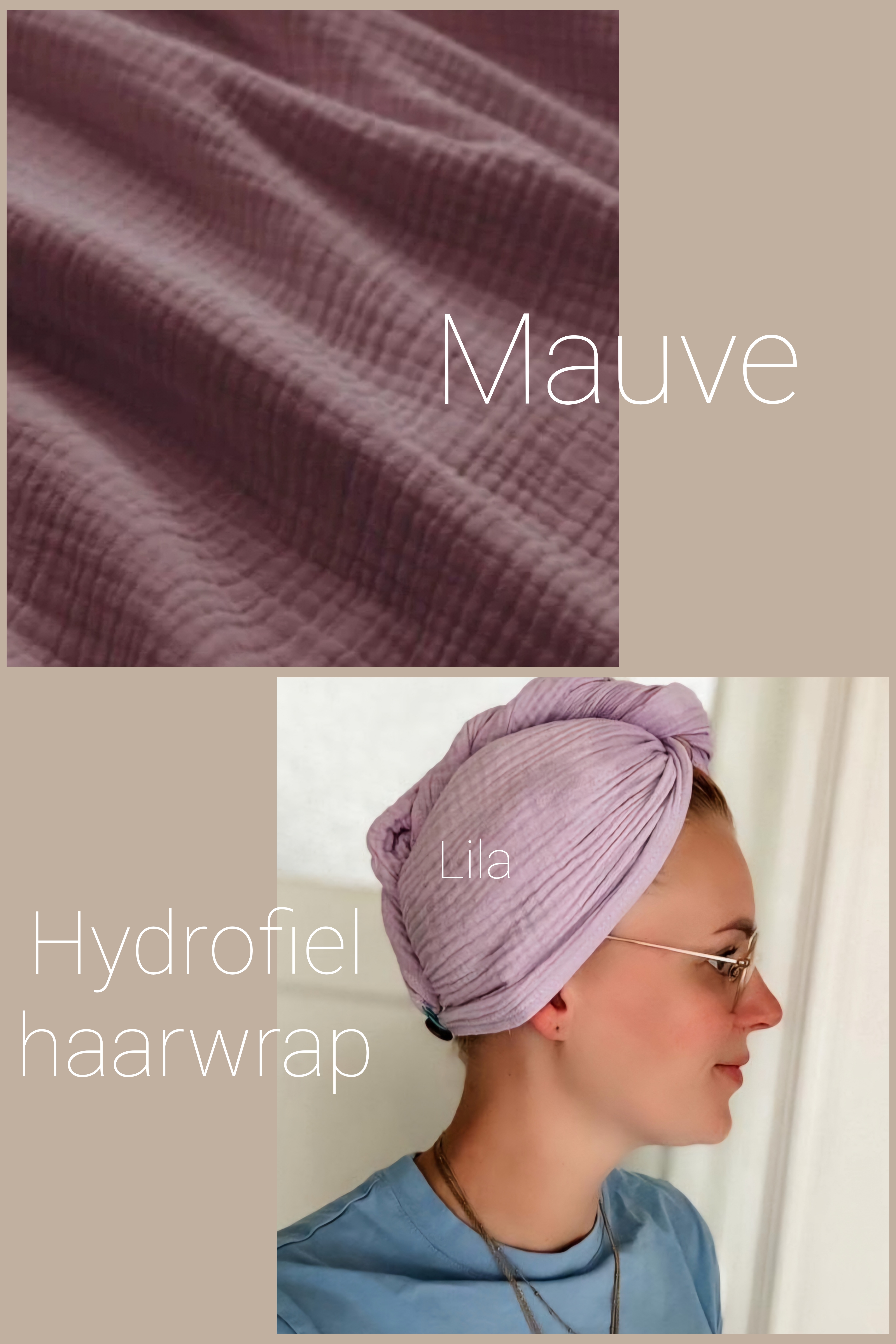 Hydrofiel haarwrap Volwassene Mauve
