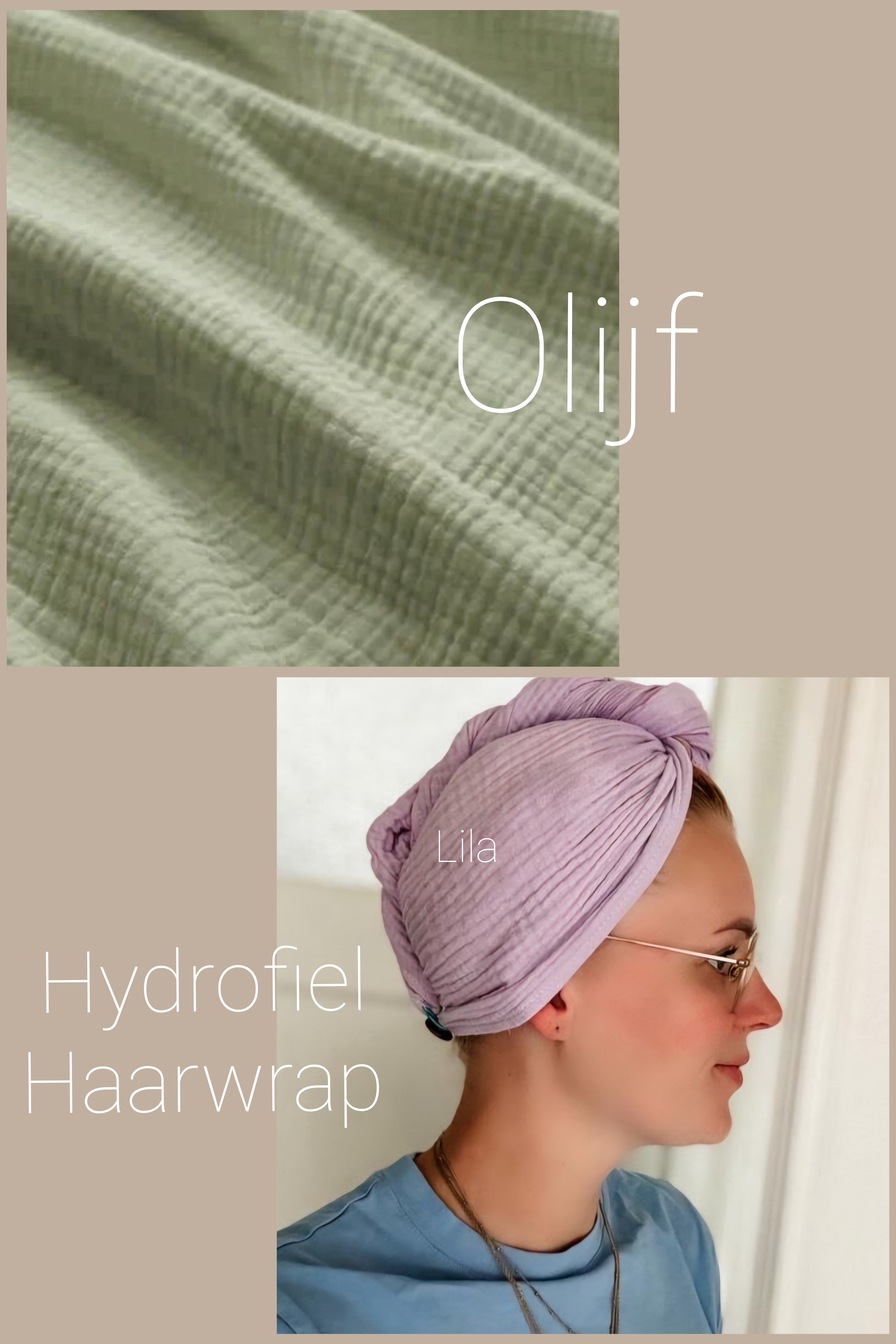 Hydrofiel haarwrap Volwassene olijf